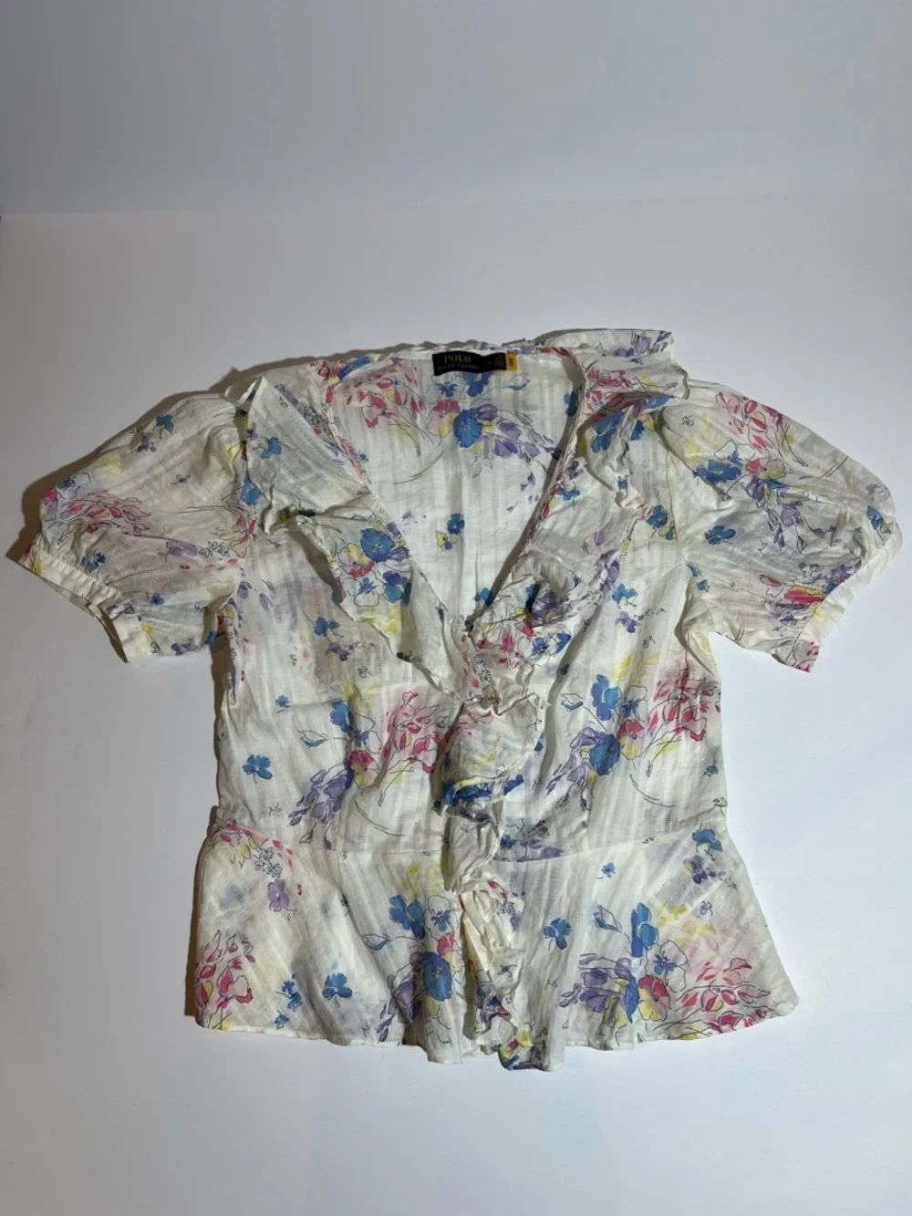 Polo Ralph Lauren Ryle Floral Print Ruffle Trim Blouse - Picture 1 of 11